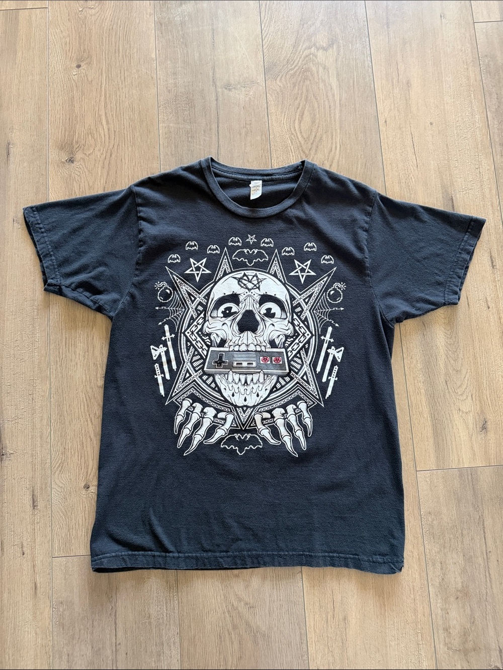 Mindless Self Indulgence 2012 Tour Nintendo Skull Shirt Sz L Black Short Sleeve